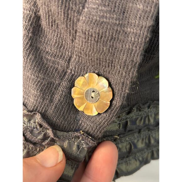 Cordelia Cardigan Sweater Purple Ruffly Embroidery Whimsigoth Artsy Womens M - Picture 5 of 11